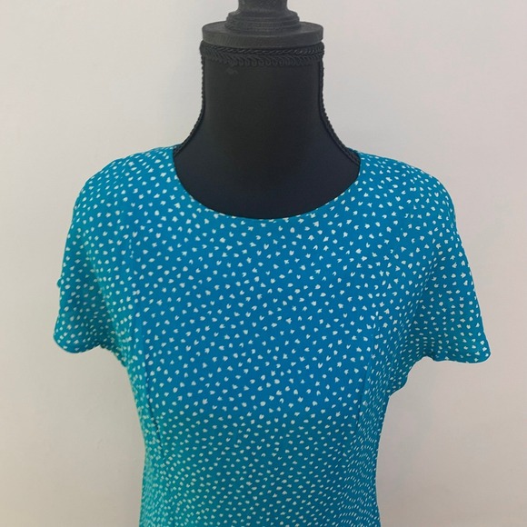 Vintage Union Made Karin Stevens Blue Tiered Floral Dress M Medium - Picture 2 of 13